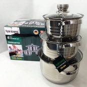 Набор кастрюль Rainberg RB-604 нержавеющая сталь, капсульное 9-ти слойное дно (3 кастрюли 3 крышки). Изображение №4