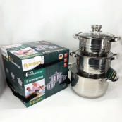 Набор кастрюль Rainberg RB-604 нержавеющая сталь, капсульное 9-ти слойное дно (3 кастрюли 3 крышки). Изображение №5