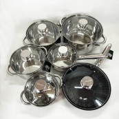 Набір посуду Rainberg RB-601 (12 предметів) з нержавіючої сталі, каструлі з нержавіючої сталі. Зображення №2