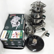 Набір посуду Rainberg RB-601 (12 предметів) з нержавіючої сталі, каструлі з нержавіючої сталі. Зображення №3