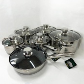 Набір посуду Rainberg RB-601 (12 предметів) з нержавіючої сталі, каструлі з нержавіючої сталі. Зображення №6