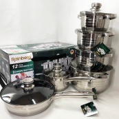 Набір посуду Rainberg RB-601 (12 предметів) з нержавіючої сталі, каструлі з нержавіючої сталі. Зображення №8