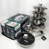 Набір посуду Rainberg RB-601 (12 предметів) з нержавіючої сталі, каструлі з нержавіючої сталі. Зображення №12