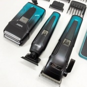 Комплект 3 в 1 VGR V-694 акумуляторна машинка для стрижки, триммер та електробритва шейвер. Колір: синій. Зображення №3