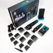 Комплект 3 в 1 VGR V-694 акумуляторна машинка для стрижки, триммер та електробритва шейвер. Колір: синій. Зображення №4