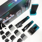 Комплект 3 в 1 VGR V-694 акумуляторна машинка для стрижки, триммер та електробритва шейвер. Колір: синій. Зображення №10