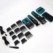 Комплект 3 в 1 VGR V-694 акумуляторна машинка для стрижки, триммер та електробритва шейвер. Колір: синій. Зображення №17