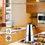 Гейзерна кавоварка UNIQUE UN-1903 на 9 чашок з нержавіючої сталі, гейзер для кави, кавник гейзерний. Зображення №9