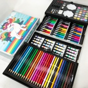 Набор для творчества в алюминиевом чемодане Единорог 145 предметов, чемодан для рисования детский кейс. Цвет: голубой. Изображение №2 Набор для творчества в алюминиевом чемодане Единорог 145 предметов, чемодан для рисования детский кейс. Цвет: голубой. Изображение №2