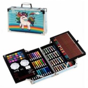 Набор для творчества в алюминиевом чемодане Единорог 145 предметов, чемодан для рисования детский кейс. Цвет: голубой. Изображение №6 Набор для творчества в алюминиевом чемодане Единорог 145 предметов, чемодан для рисования детский кейс. Цвет: голубой. Изображение №6