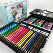 Набор для творчества в алюминиевом чемодане Единорог 145 предметов, чемодан для рисования детский кейс. Цвет: голубой. Изображение №8 Набор для творчества в алюминиевом чемодане Единорог 145 предметов, чемодан для рисования детский кейс. Цвет: голубой. Изображение №8