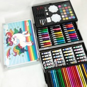 Набор для творчества в алюминиевом чемодане Единорог 145 предметов, чемодан для рисования детский кейс. Цвет: голубой. Изображение №10 Набор для творчества в алюминиевом чемодане Единорог 145 предметов, чемодан для рисования детский кейс. Цвет: голубой. Изображение №10