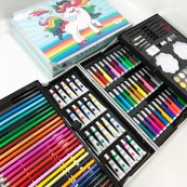 Набор для творчества в алюминиевом чемодане Единорог 145 предметов, чемодан для рисования детский кейс. Цвет: голубой. Изображение №11 Набор для творчества в алюминиевом чемодане Единорог 145 предметов, чемодан для рисования детский кейс. Цвет: голубой. Изображение №11