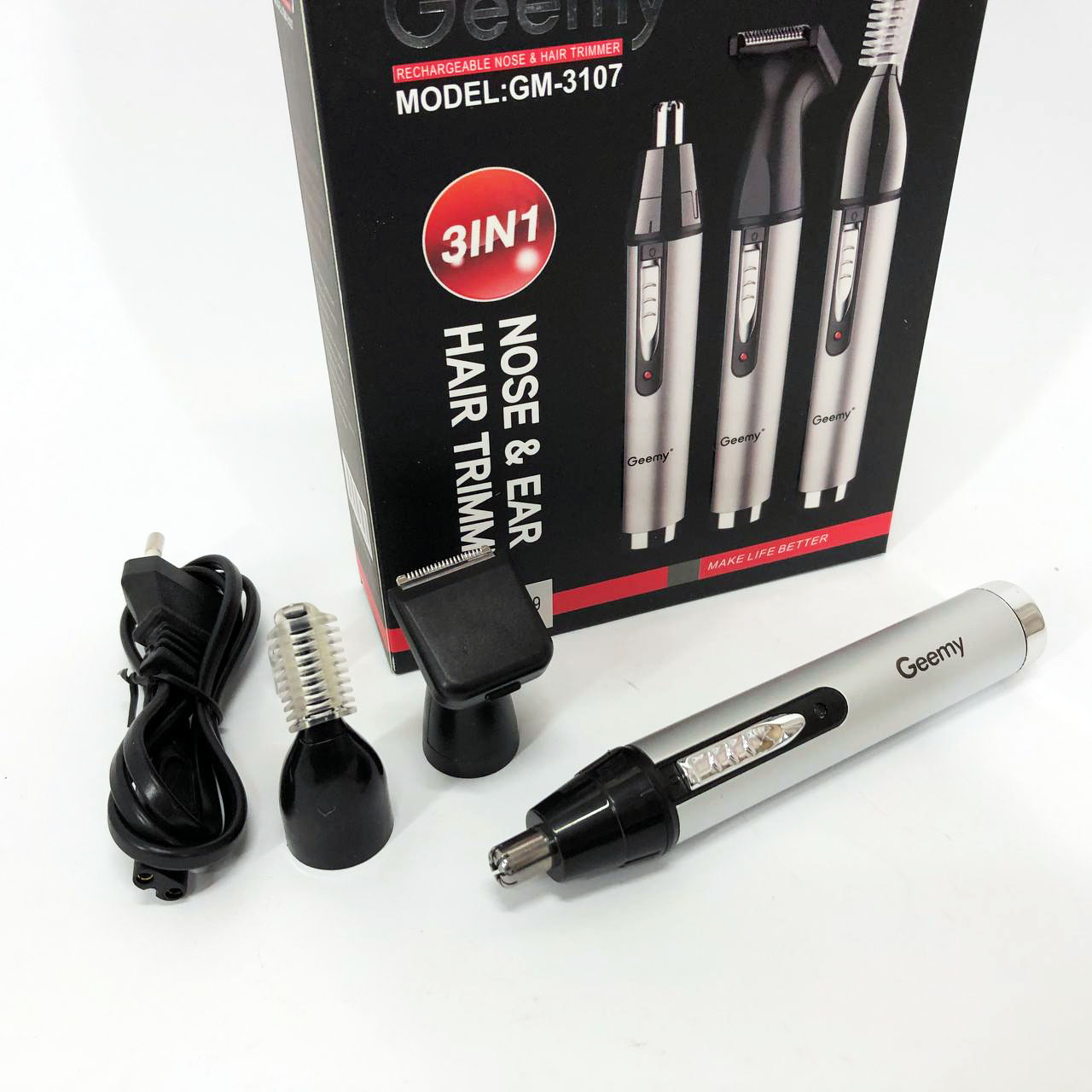 Триммер для носа и ушей GEMEI GM-3107 3в1, электробритва с насадками для бороды, тример для бороды Триммер для носа и ушей GEMEI GM-3107 3в1, электробритва с насадками для бороды, тример для бороды