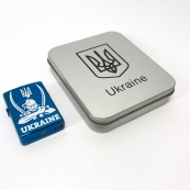 Дугова електроімпульсна запальничка USB Україна (металева коробка) HL-449. Колір: синій. Зображення №10