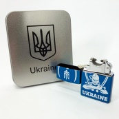 Дугова електроімпульсна запальничка USB Україна (металева коробка) HL-449. Колір: синій. Зображення №16