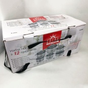 Набор посуды 12 предметов ASTRA A-2412, набор казанов, набор кастрюль из нержавеющей стали. Изображение №3