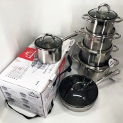 Набор посуды 12 предметов ASTRA A-2412, набор казанов, набор кастрюль из нержавеющей стали. Изображение №6