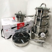 Набор посуды 12 предметов ASTRA A-2412, набор казанов, набор кастрюль из нержавеющей стали. Изображение №8