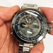 Часы наручные мужские SKMEI 1515SI SILVER, водонепроницаемые мужские часы. Цвет: серебряный. Изображение №8