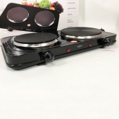 Плитка настільна електрична Suntera DP-1935B, 2500 W, 2 конфорки різного діаметру. Колір: чорний. Зображення №2