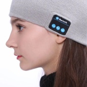 Портативна колонка шапки з bluetooth навушниками SPS Hat BT True. Колір: сірий. Зображення №3