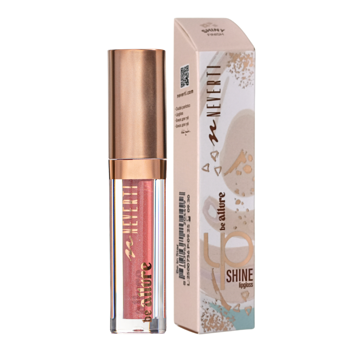 Блиск для губ Neverti Shine Lipgloss шимерний 3 мл (NP803 ), 005 Be in Star Світло-вишневий Блиск для губ Neverti Shine Lipgloss шимерний 3 мл (NP803 ), 005 Be in Star Світло-вишневий