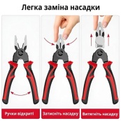 Многофункциональный набор быстросменных инструментов 5 в 1 (плоскогубцы, зачистка изоляции, обжимные щипцы). Изображение №10