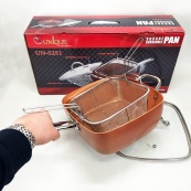 Сковорода-фритюрниця UNIQUE UN-5251 квадратна антипригарна з пароваркою та каструлею + скляна кришка 24 см. Зображення №11