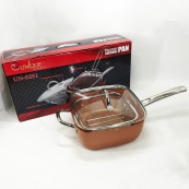 Сковорода-фритюрниця UNIQUE UN-5251 квадратна антипригарна з пароваркою та каструлею + скляна кришка 24 см. Зображення №12