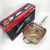 Сковорода-фритюрниця UNIQUE UN-5251 квадратна антипригарна з пароваркою та каструлею + скляна кришка 24 см. Зображення №13