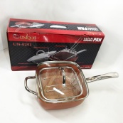 Сковорода-фритюрниця UNIQUE UN-5251 квадратна антипригарна з пароваркою та каструлею + скляна кришка 24 см. Зображення №14