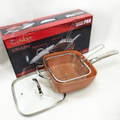 Сковорода-фритюрниця UNIQUE UN-5251 квадратна антипригарна з пароваркою та каструлею + скляна кришка 24 см. Зображення №15