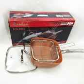 Сковорода-фритюрниця UNIQUE UN-5251 квадратна антипригарна з пароваркою та каструлею + скляна кришка 24 см. Зображення №16