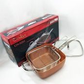 Сковорода-фритюрниця UNIQUE UN-5251 квадратна антипригарна з пароваркою та каструлею + скляна кришка 24 см. Зображення №17