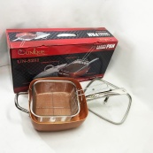 Сковорода-фритюрниця UNIQUE UN-5251 квадратна антипригарна з пароваркою та каструлею + скляна кришка 24 см. Зображення №18