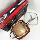 Сковорода-фритюрниця UNIQUE UN-5251 квадратна антипригарна з пароваркою та каструлею + скляна кришка 24 см. Зображення №20