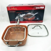 Сковорода-фритюрниця UNIQUE UN-5251 квадратна антипригарна з пароваркою та каструлею + скляна кришка 24 см. Зображення №21