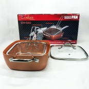 Сковорода-фритюрниця UNIQUE UN-5251 квадратна антипригарна з пароваркою та каструлею + скляна кришка 24 см. Зображення №22