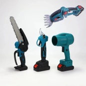 Акумуляторний універсальний садовий набір 6 в 1 Секатор Міні-пила Триммер Повітродувка Подовжувач Кущоріз. Зображення №3