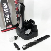 Машинка для стрижки 10в1 GEMEI GM-592, тример для бороди, триммер бездротової. Колір: чорний. Зображення №5