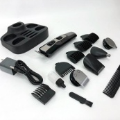 Машинка для стрижки 10в1 GEMEI GM-592, тример для бороди, триммер бездротової. Колір: чорний. Зображення №7