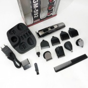 Машинка для стрижки 10в1 GEMEI GM-592, тример для бороди, триммер бездротової. Колір: чорний. Зображення №13