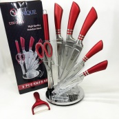 Набор ножей UNIQUE UN-1832 с подставкой 9 предметов овощечистка точилка ножницы Нержавеющая сталь. Изображение №5 Набор ножей UNIQUE UN-1832 с подставкой 9 предметов овощечистка точилка ножницы Нержавеющая сталь. Изображение №5