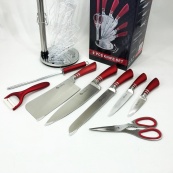 Набор ножей UNIQUE UN-1832 с подставкой 9 предметов овощечистка точилка ножницы Нержавеющая сталь. Изображение №13 Набор ножей UNIQUE UN-1832 с подставкой 9 предметов овощечистка точилка ножницы Нержавеющая сталь. Изображение №13