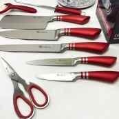 Набор ножей UNIQUE UN-1832 с подставкой 9 предметов овощечистка точилка ножницы Нержавеющая сталь. Изображение №15 Набор ножей UNIQUE UN-1832 с подставкой 9 предметов овощечистка точилка ножницы Нержавеющая сталь. Изображение №15