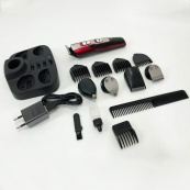 Машинка для стрижки 10в1 GEMEI GM-592, окантовочная машинка, подстригательная машинка. Цвет: красный. Изображение №11