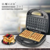 Вафельница Domotec MS-7705  электрическая с антипригарным покрытием 1000 Вт, Электро вафельница. Изображение №2