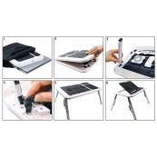 Складной столик для ноутбука LD-09 E-Table, столик с охлаждением 2 USB кулера, Стол подставка с вентиляцией. Изображение №30