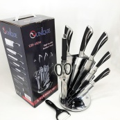 Набор ножей UNIQUE UN-1834 с вращающейся подставкой 9 предметов, Ножи кухонные из нержавеющей стали. Изображение №3